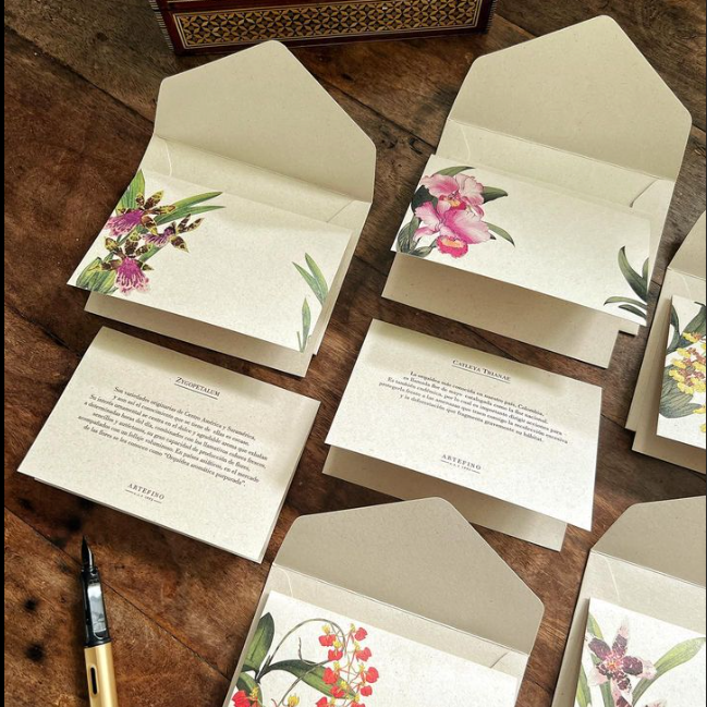 Tarjetas dobles y sobres - Orquídeas de Colombia