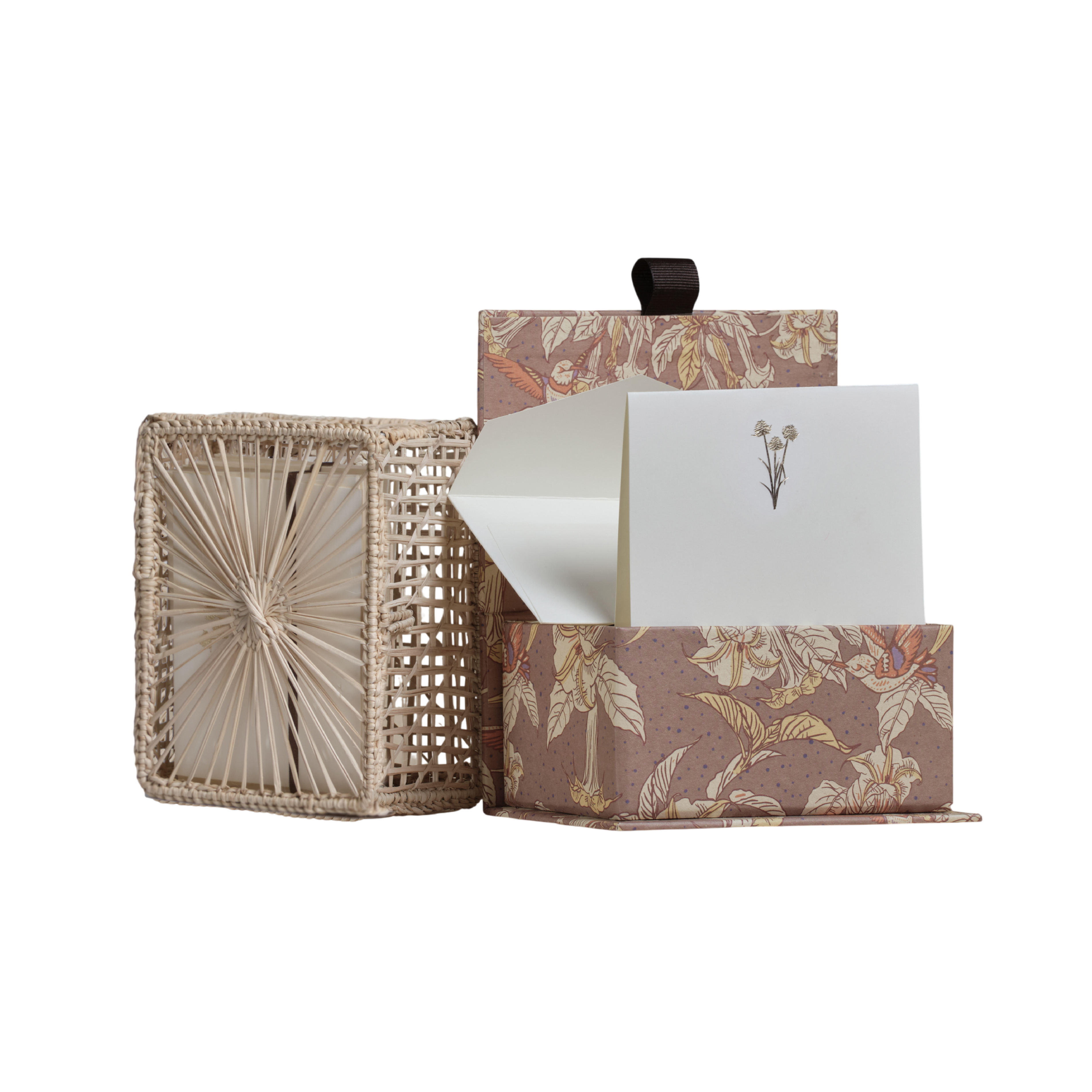 Tarjetas dobles y sobres - Flor Inírida Dorada